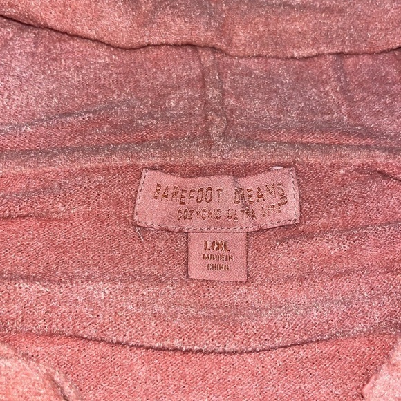 Barefoot Dreams CozyChic Ultra Lite Short Sleeve Zip Up Hoodie Tea Rose L/XL - Picture 8 of 10